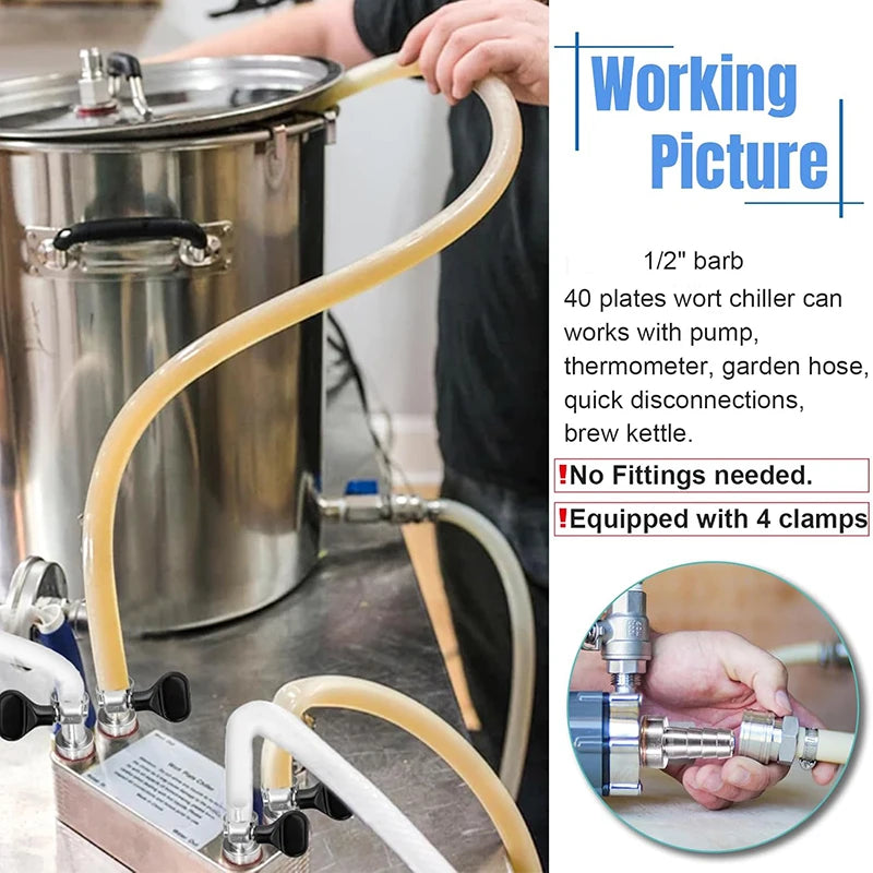 40 Plate Wort Chiller - 304 Stainless Homebrew Heat Exchanger