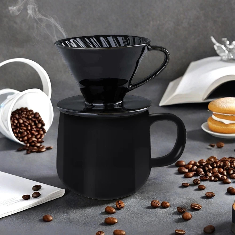 Ceramic Coffee Dripper | Spiral V60 Style Manual Pour Over Maker