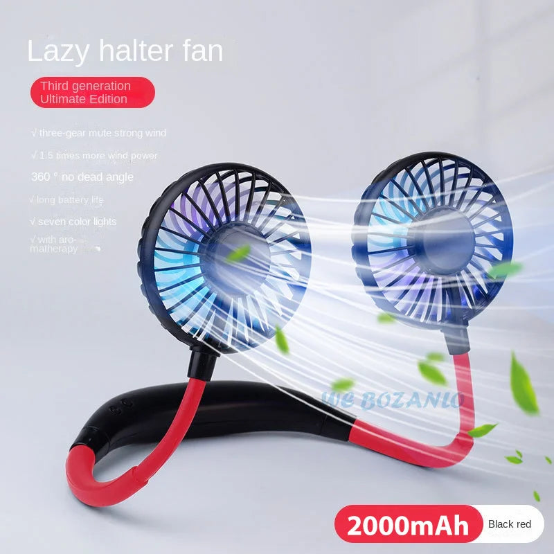 Portable Neck Fan | Hands Free USB Rechargeable 3-Speed Dual Fan Set