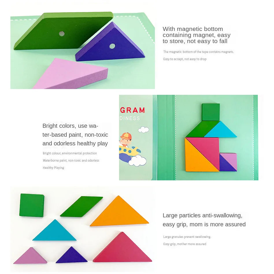 Magnetic 3D Tangram Puzzle | Montessori Travel Toy for Kids