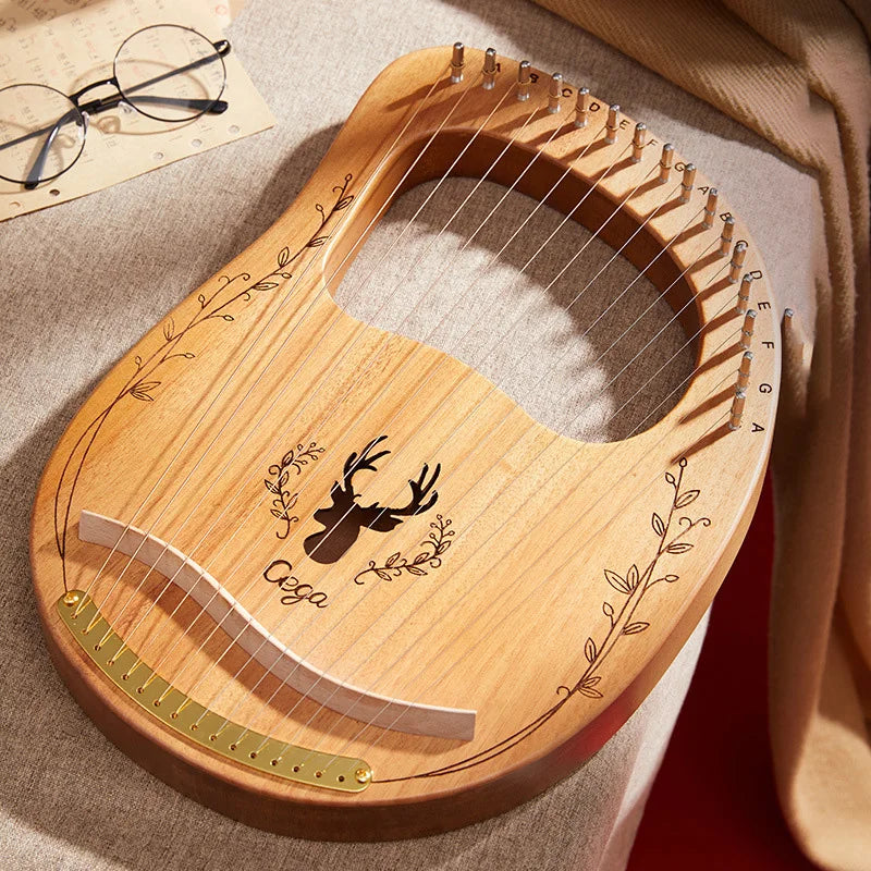 16 String Lyre Harp Mahogany Wood | Ancient Style String Instrument