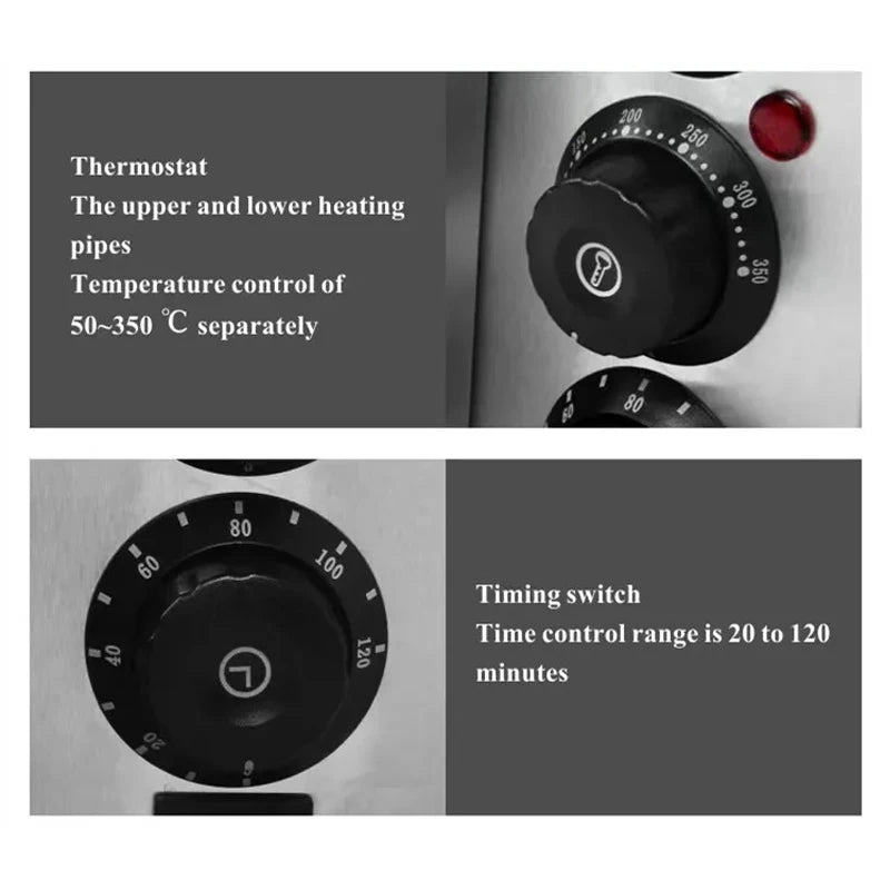 Double Layer Electric Pizza Oven - Stainless Steel 220-240V