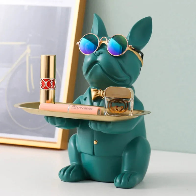 Cool Bulldog Statue with Tray | Frenchie Key Holder & Desk Organiser