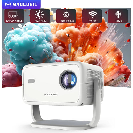 Smart 1080P Projector | Android 14, 650 ANSI, 360° Rotate & 8K Support