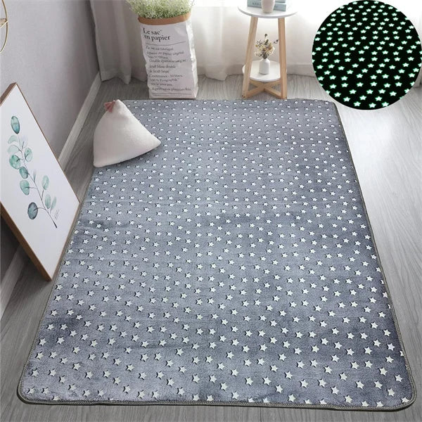 Glow in the Dark Stars Rug | Luminous Non-Slip Kids Room Bedroom Mat