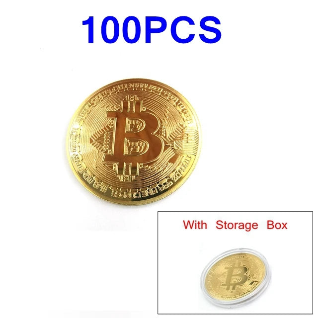 50/100PCS Bitcoin Commemorative Gold Coin Set - Physical Gift