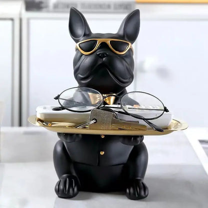 Cool Bulldog Statue with Tray | Frenchie Key Holder & Desk Organiser
