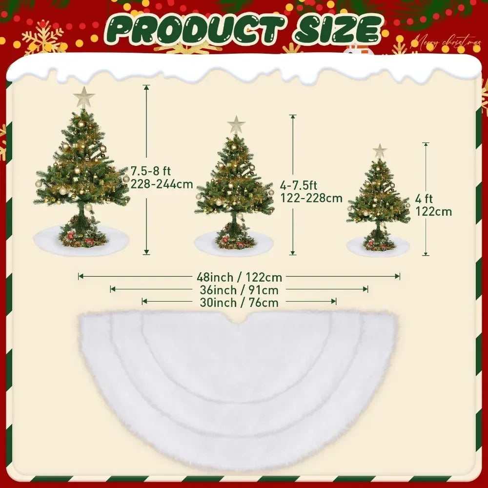 White Christmas Tree Skirt - 120cm Plush Faux Fur Tree Mat