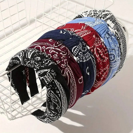 Womens Boho Paisley Hair Band | Vintage Floral Elegant Headband Wrap