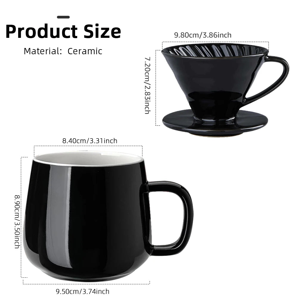 Ceramic Coffee Dripper | Spiral V60 Style Manual Pour Over Maker
