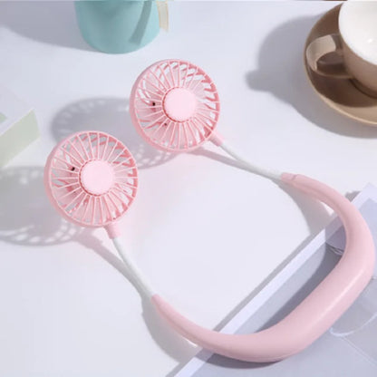Portable Neck Fan | Hands Free USB Rechargeable 3-Speed Dual Fan Set