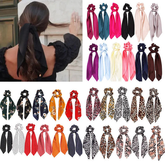Scarf Pony Tail Scrunchie | Long Ribbon Bow Elastic Hair Tie