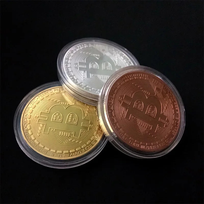 Physical Bitcoin Coin - Gold Plated BTC Commemorative Token
