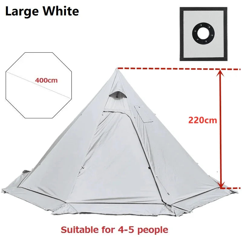 Ultralight 4-Season Pyramid Teepee Tent - Snow Skirt & Chimney Hole