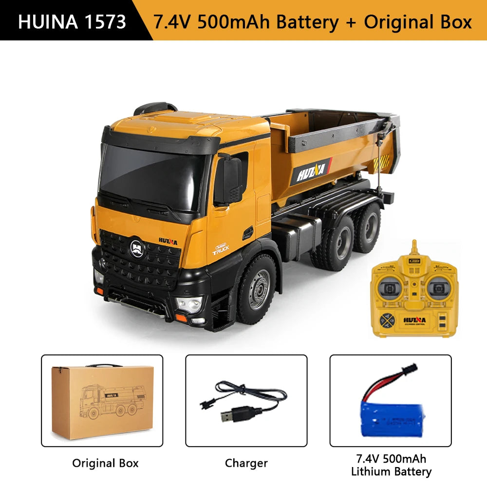 RC Dump Truck 1/14 Scale | 10CH Remote Control Alloy Engineering Toy
