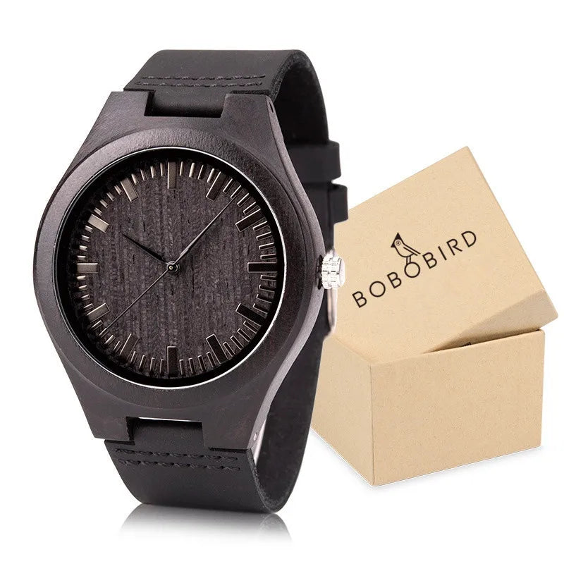 Wooden Watch with Leather Strap | Handmade Eco-Friendly Quartz Gift