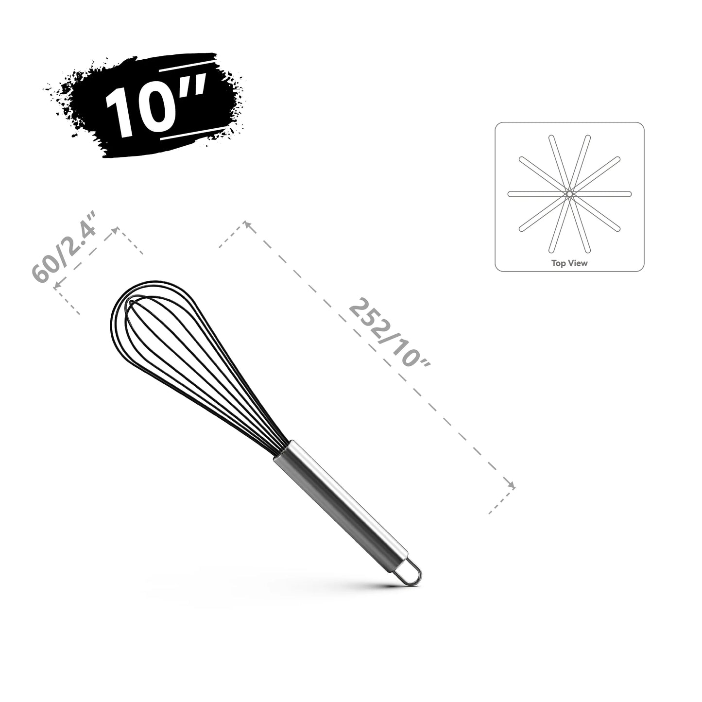 Stainless Steel Balloon Whisk Set | 8" 10" 12" Manual Egg Beater Tools