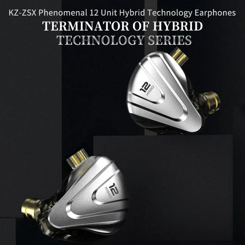 12-Driver Hybrid HIFI Earphones | 1DD+5BA Bass Metal Monitor IEM