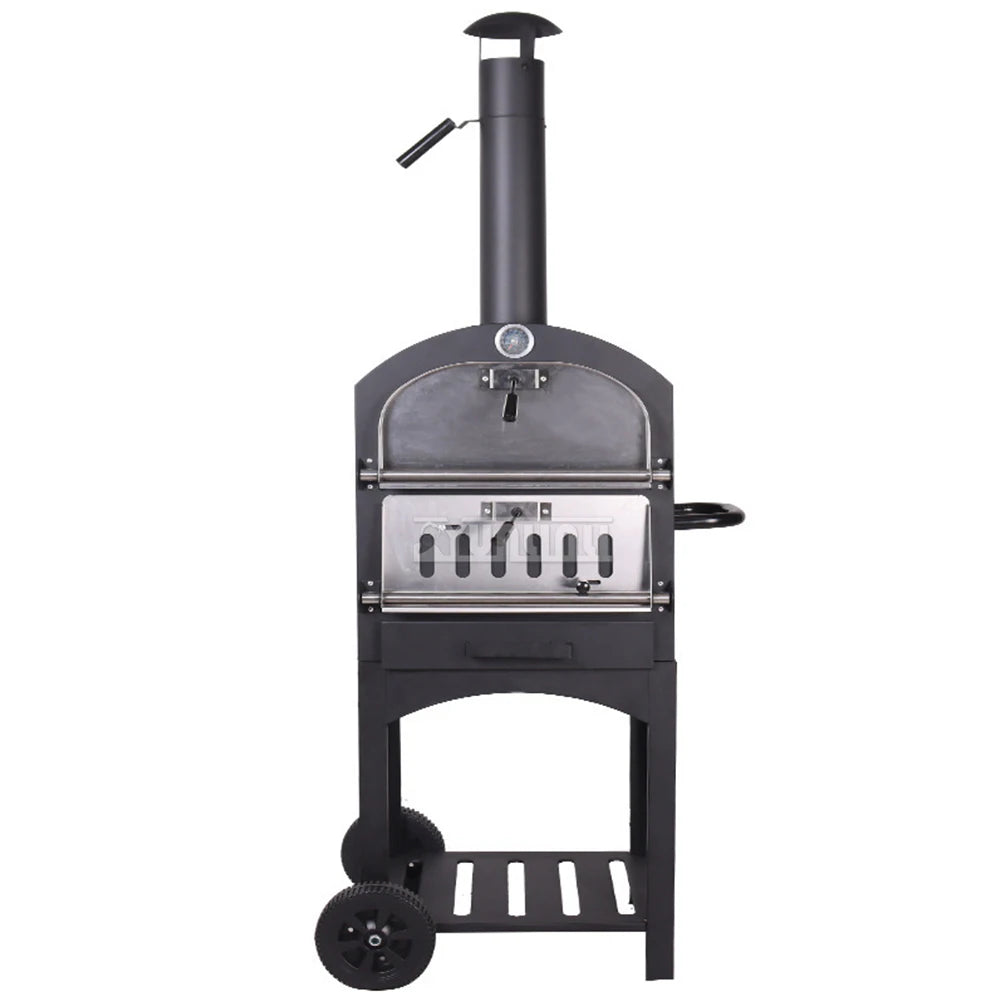 12" Portable Pizza Oven | Outdoor Wood-Fired Charcoal Camping BBQ Grill