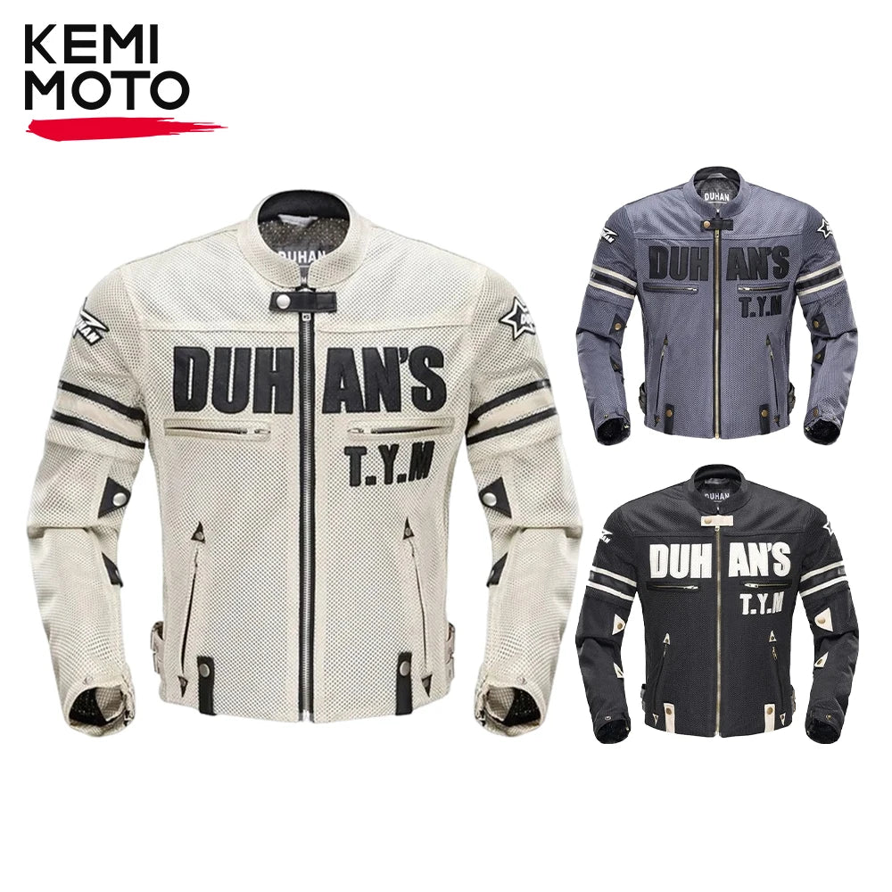 Mens Motorcycle Summer Jacket - Breathable Mesh Armor Jacket
