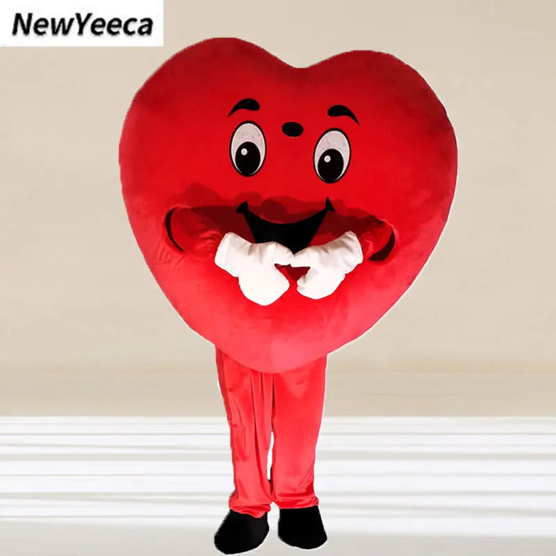 Red Love Heart Mascot Costume | Adult Plush Valentine's Cosplay Suit