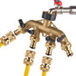 Heavy-Duty 4-Way Brass Garden Hose Splitter - 3/4" Tap Diverter