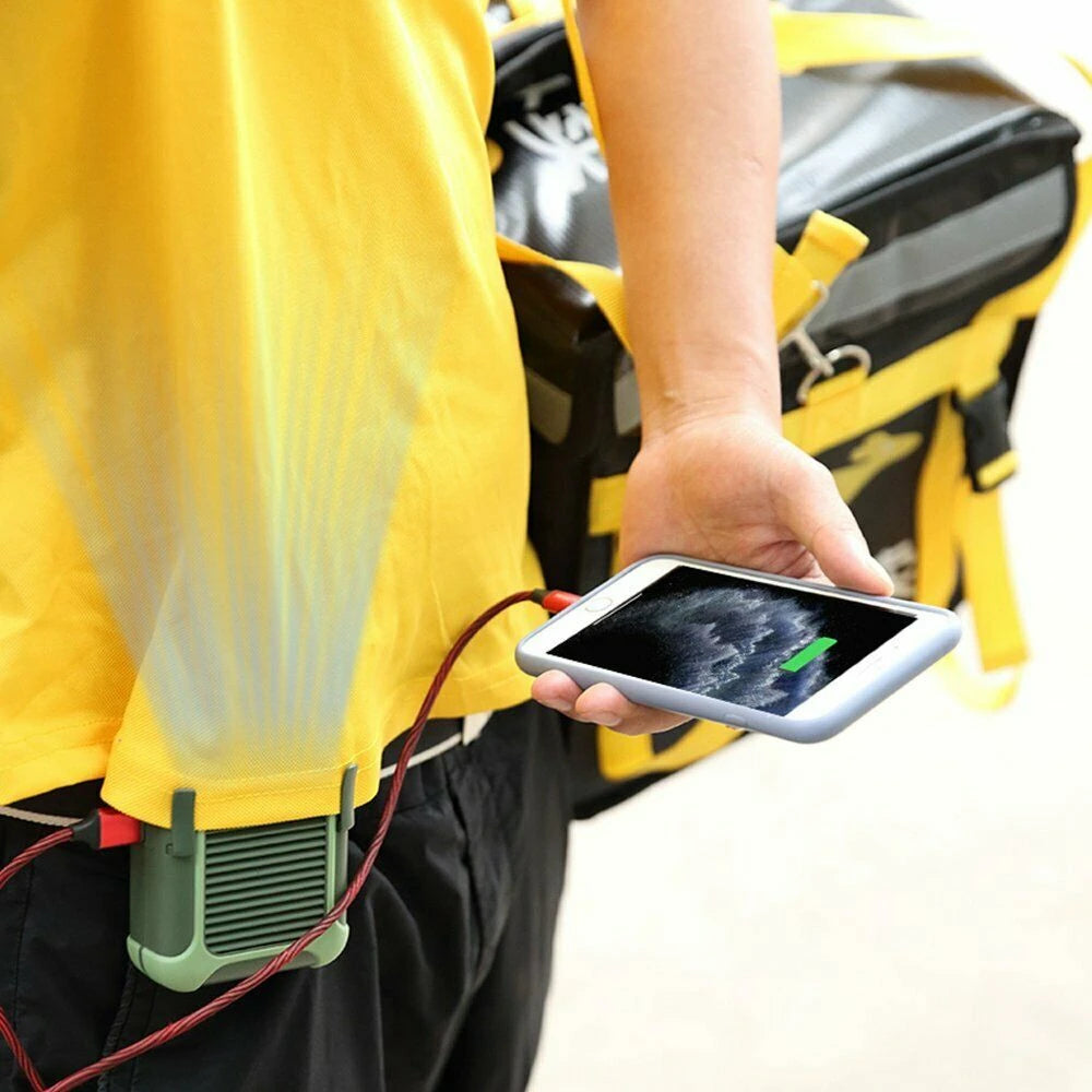 Portable Hands-Free Waist Clip & Neck Fan - USB Rechargeable (Green)