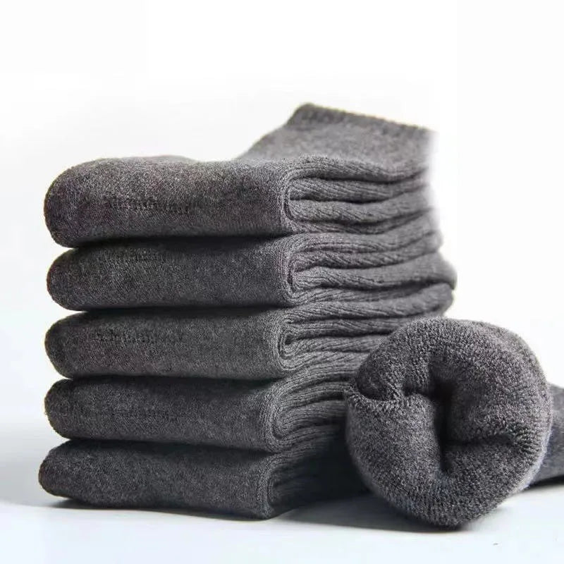 5 Pairs Mens Cotton Business Socks - Thick Warm Winter Socks