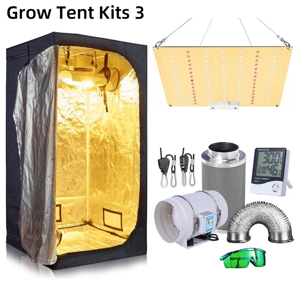 Hydroponic Grow Tent Kit | Full Spectrum LED & Carbon Filter System