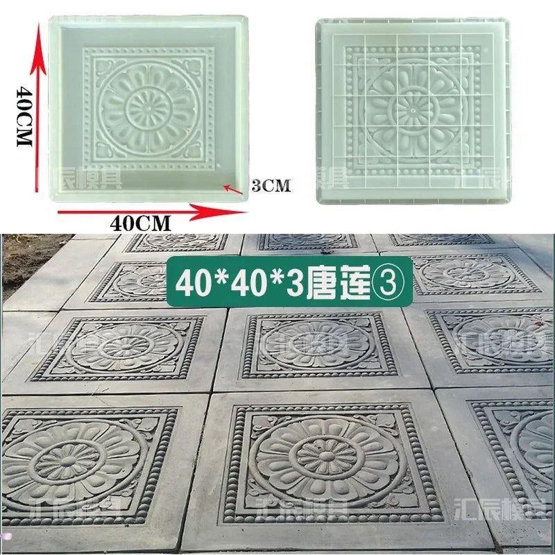 Cement Antique Flower Brick Mould - Square 3D Paving Tool