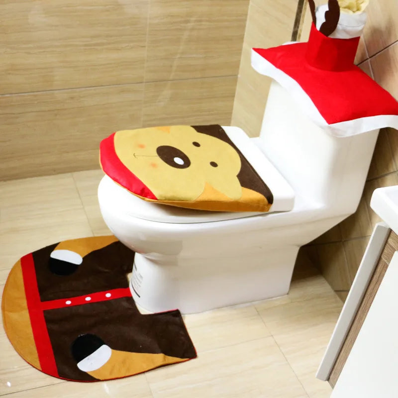 Santa Toilet Seat Cover and Floor Rug Set - Festive Decor