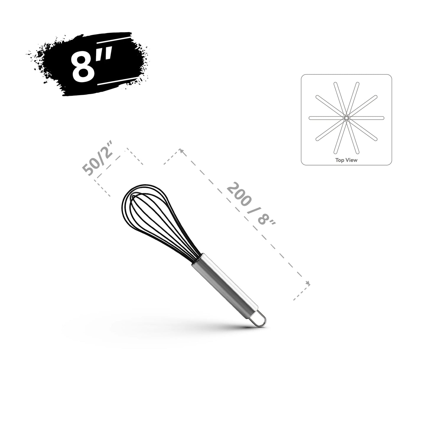 Stainless Steel Balloon Whisk Set | 8" 10" 12" Manual Egg Beater Tools
