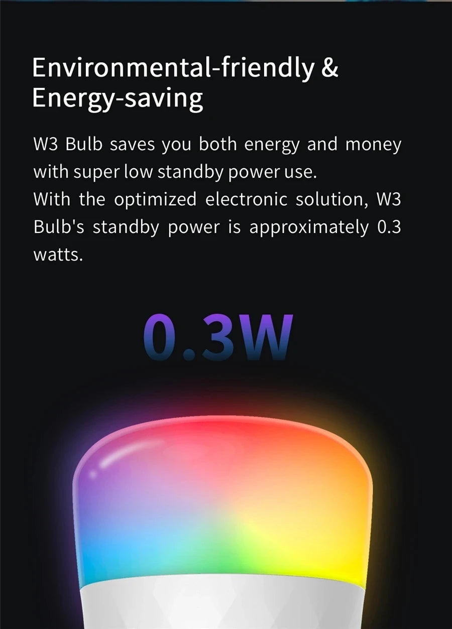 Smart LED W3 Bulb E26 WiFi | 900lm App Control RGB Colour Mood Light