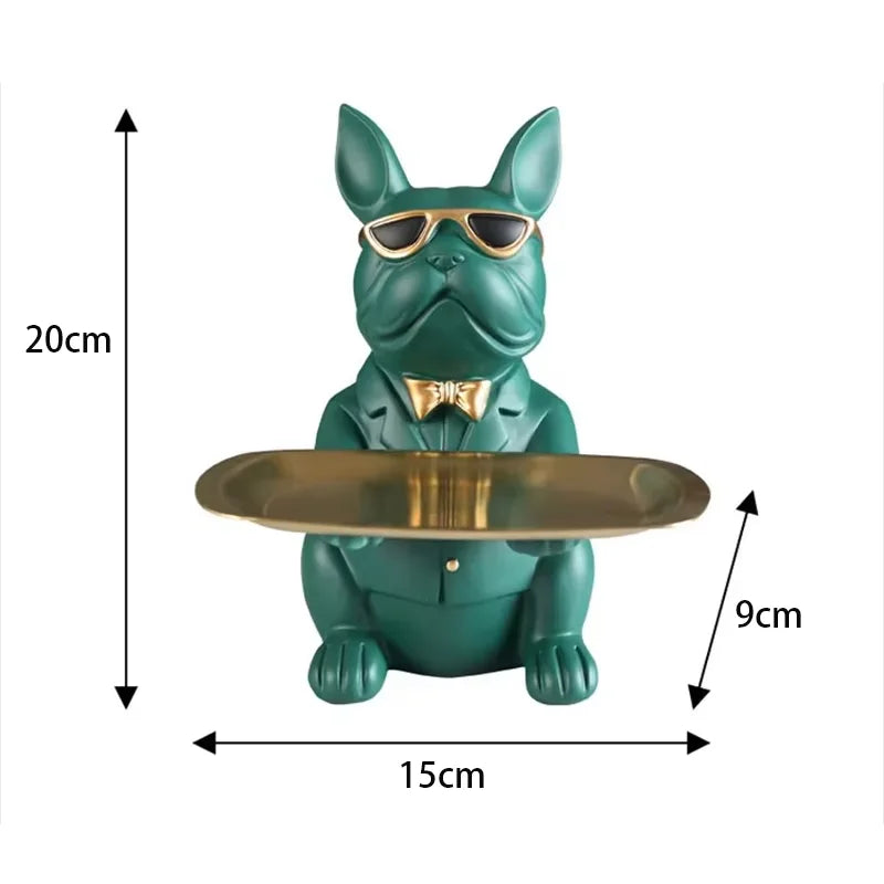 Cool Bulldog Statue with Tray | Frenchie Key Holder & Desk Organiser