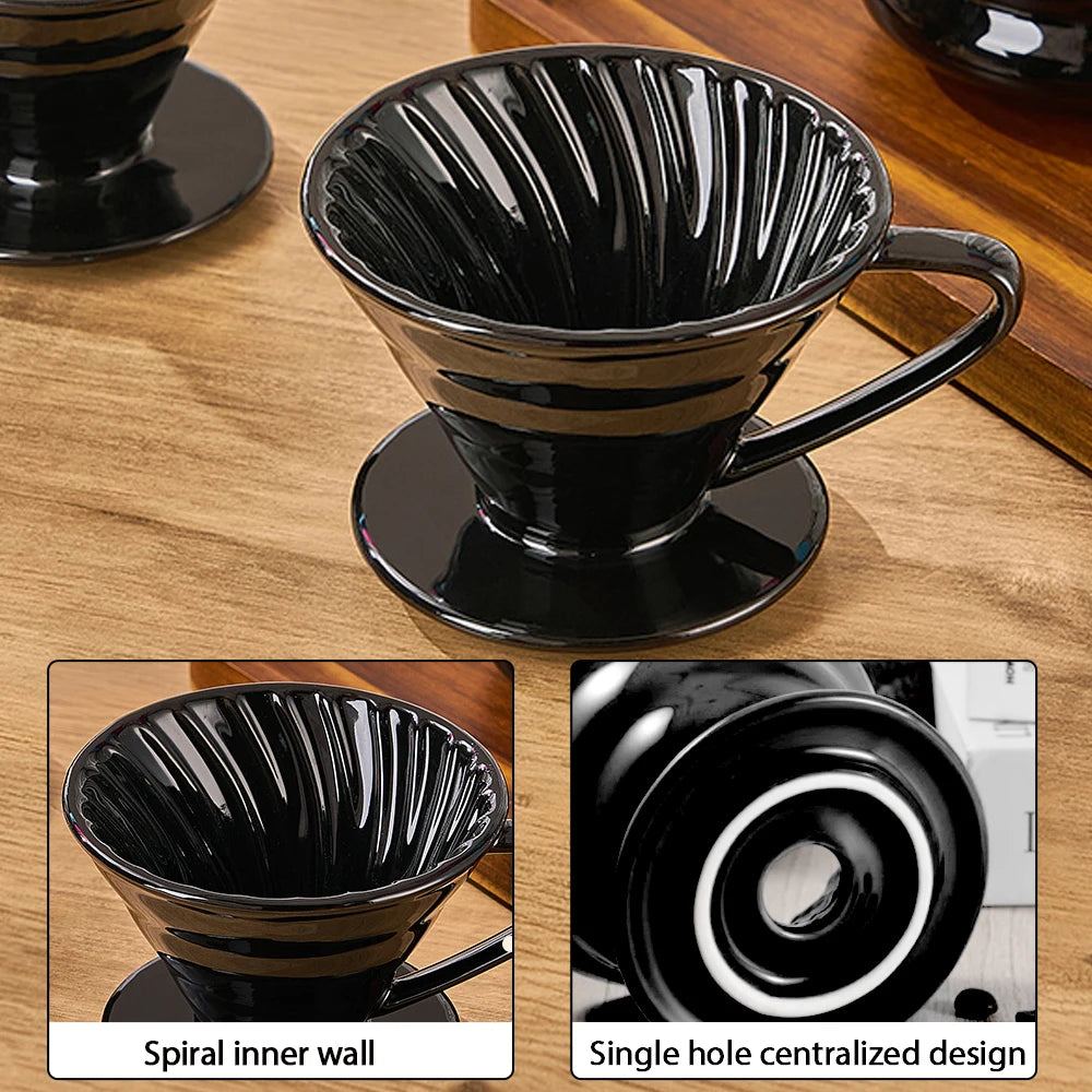 Ceramic Coffee Dripper | Spiral V60 Style Manual Pour Over Maker