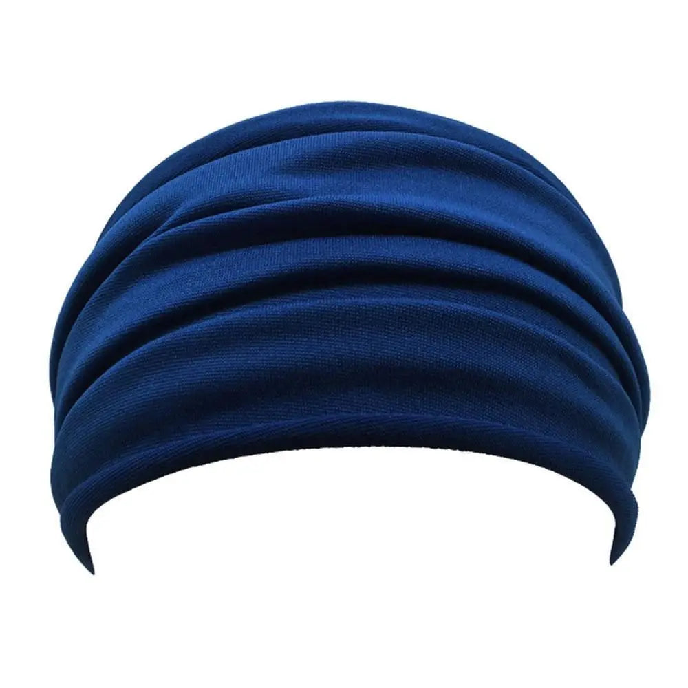Nonslip Elastic Yoga Headband - Wide Navy Sports Hairband