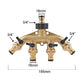 Heavy-Duty 4-Way Brass Garden Hose Splitter - 3/4" Tap Diverter