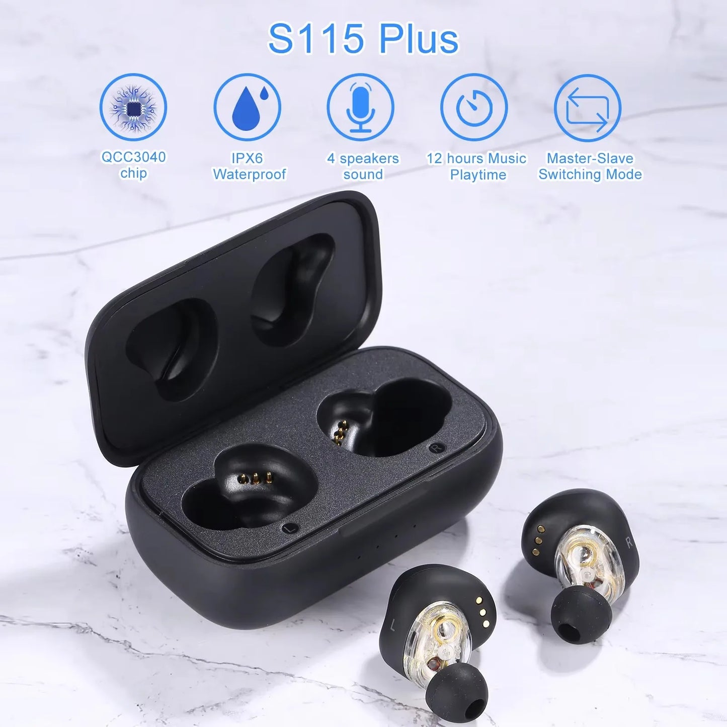 ENC Wireless Earbuds | S115 Plus TWS Stereo Noise Cancelling Headset