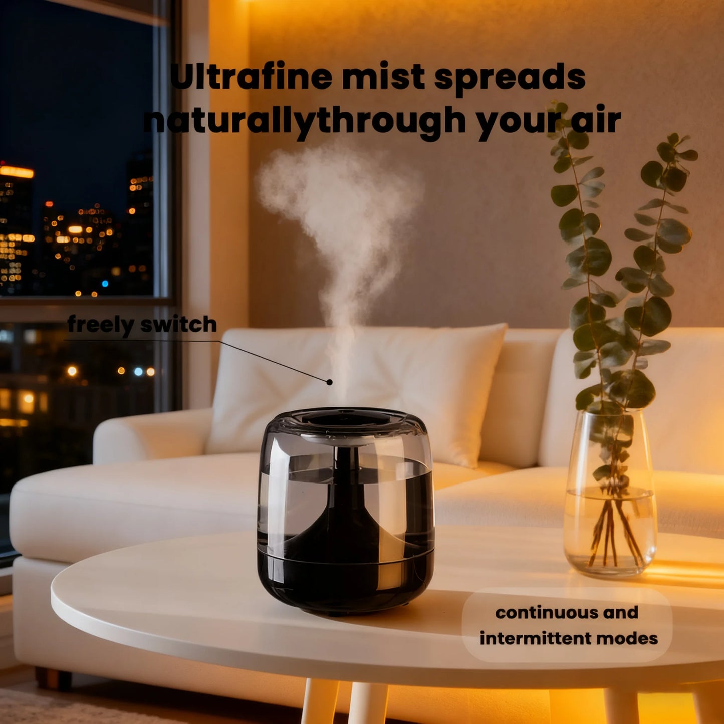 Large Spray Silent Air Humidifier | Transparent Colourful LED Tank Set