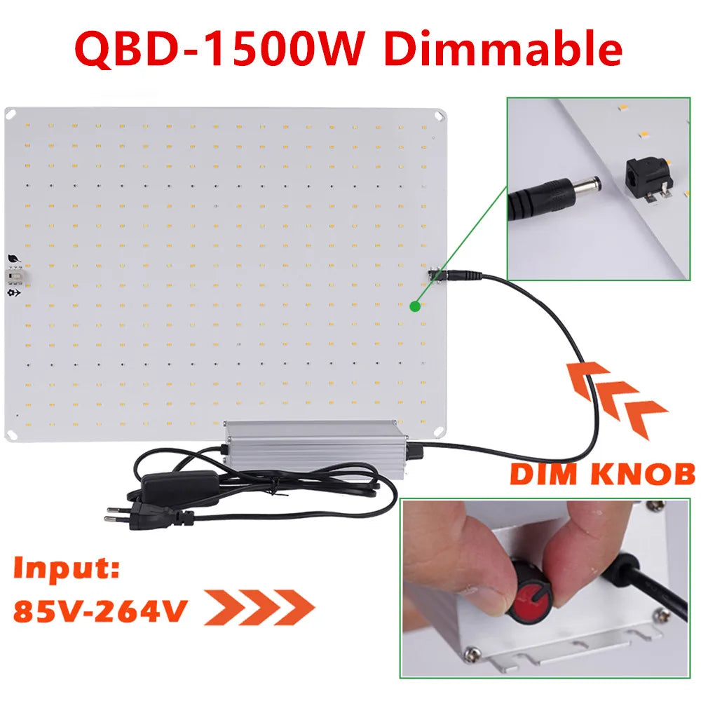 QBC 1000W LED Grow Light - Samsung LM281B Dimmable Full Spec