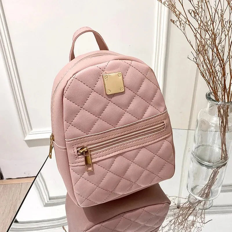 Fashion PU Leather Backpack | Designer Mini School Bag for Women Set