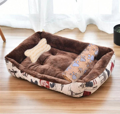 Large Dog Bed Warm Square Nest | Plush Pet Kennel Puppy Basket Cushion