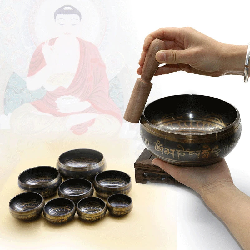 Buddha Sound Bowl | Tibetan Meditation Bell Yoga Singing Bowl with Rod
