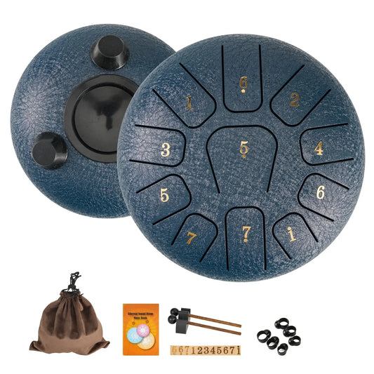 6" Steel Tongue Drum Set | 11-Note C-Major Meditation & Yoga Drum
