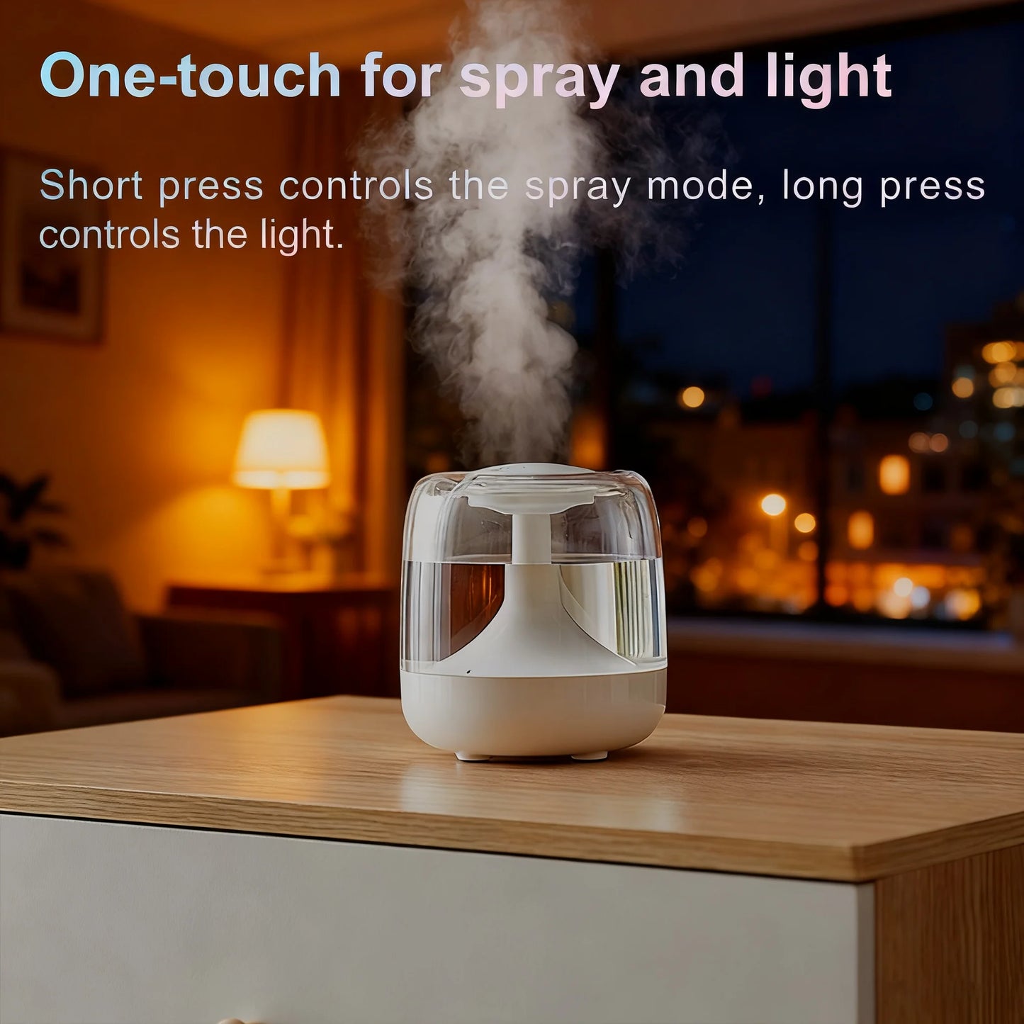 Large Spray Silent Air Humidifier | Transparent Colourful LED Tank Set