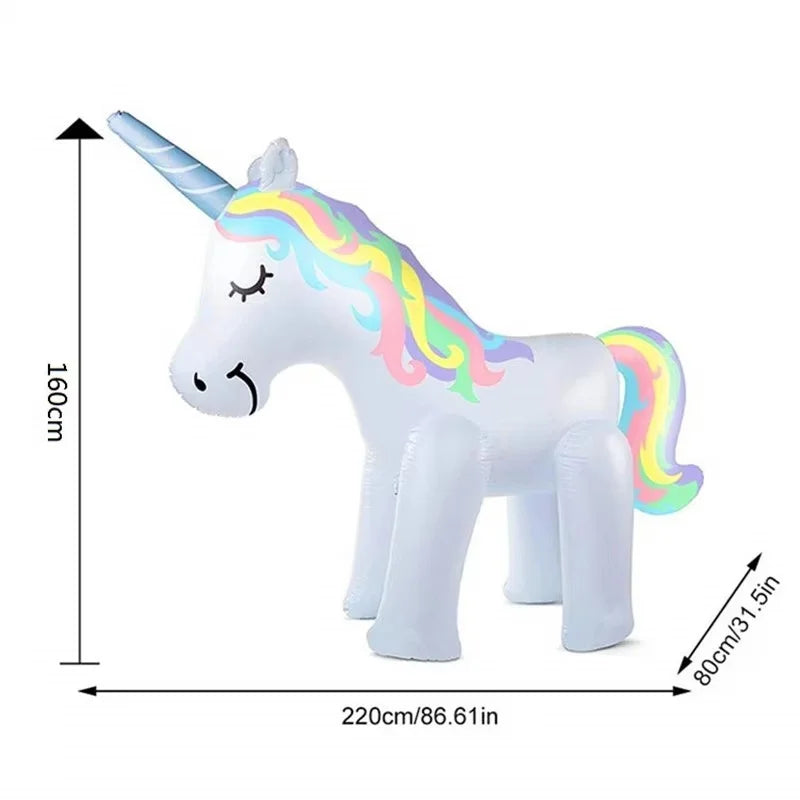 160cm Giant Inflatable Unicorn Water Sprinkler - Outdoor Summer Toy