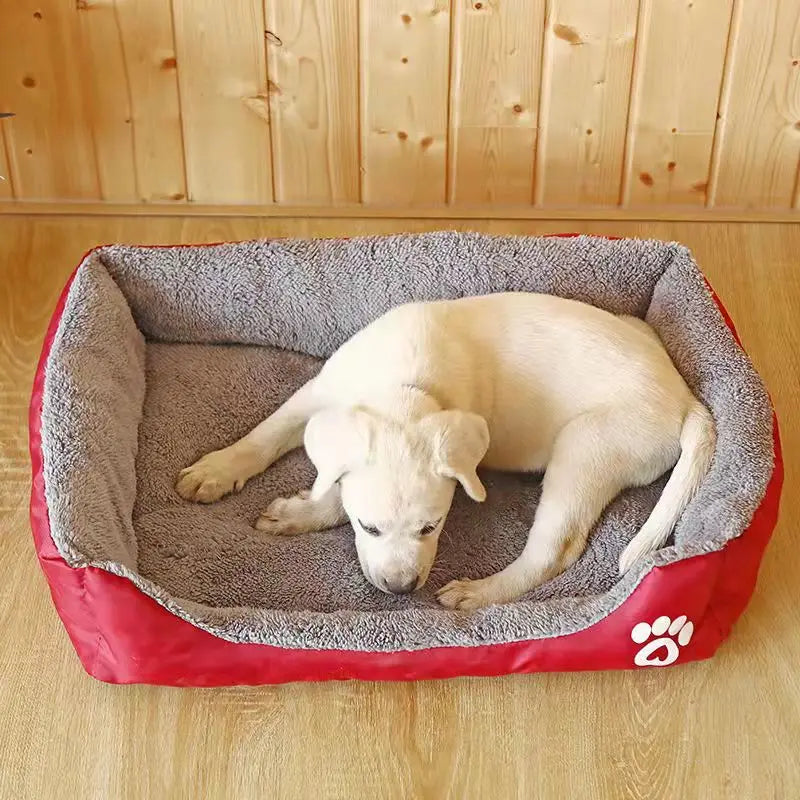 Large Dog Bed Warm Square Nest | Plush Pet Kennel Puppy Basket Cushion