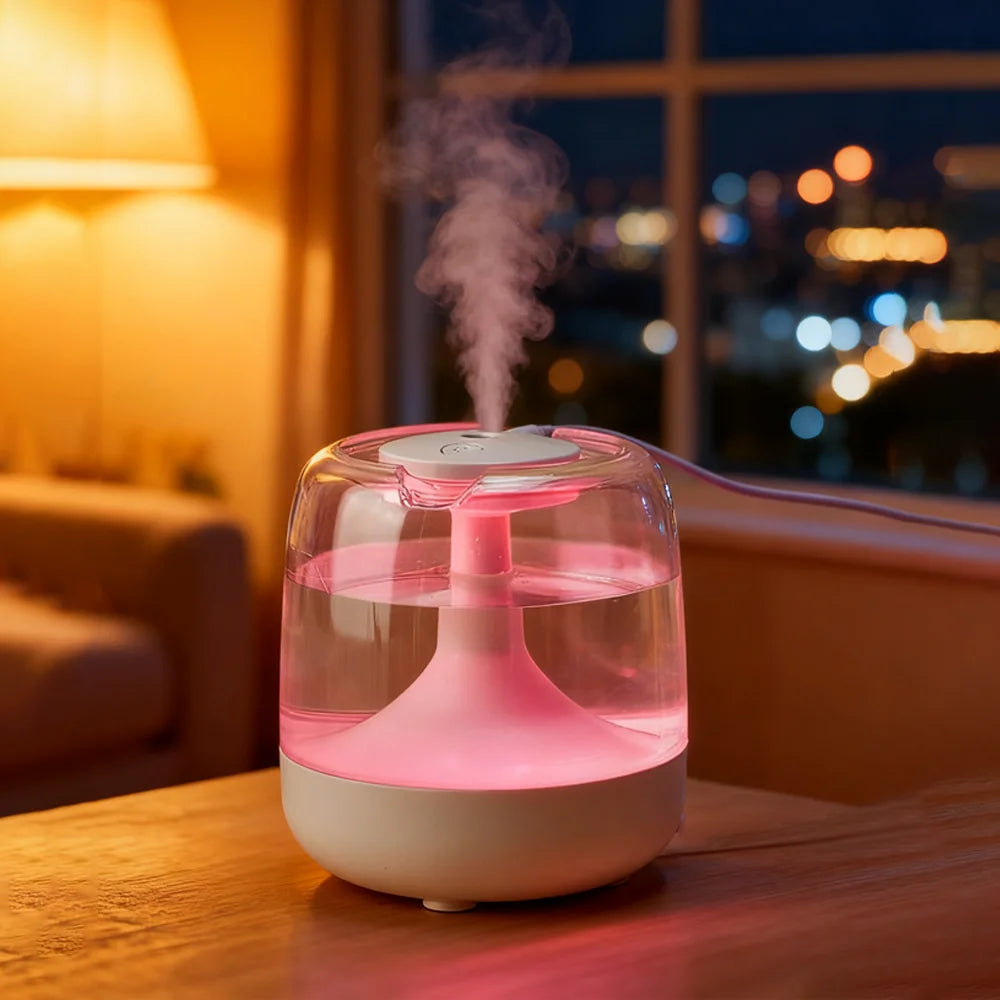 Large Spray Silent Air Humidifier | Transparent Colourful LED Tank Set
