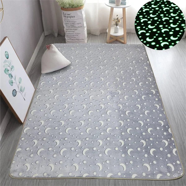 Glow in the Dark Stars Rug | Luminous Non-Slip Kids Room Bedroom Mat