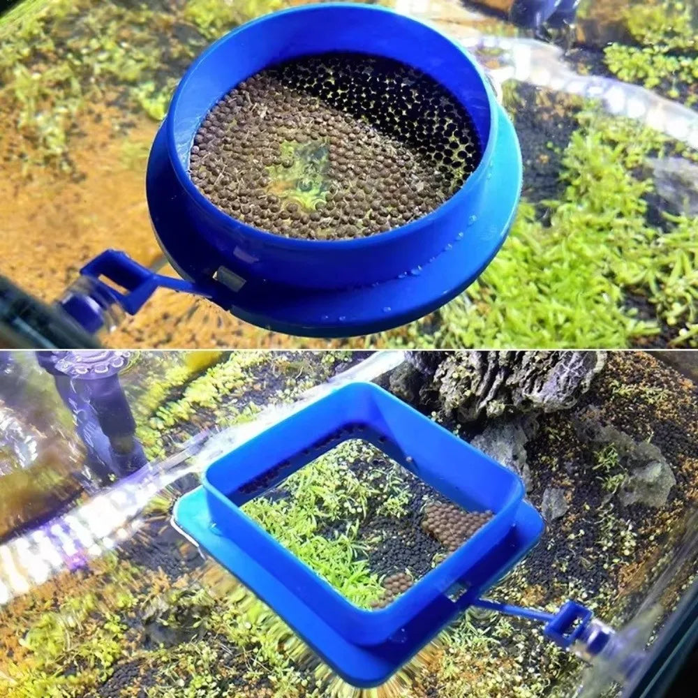 Floating Aquarium Feeding Ring Set - 2pc Square & Circle Trays